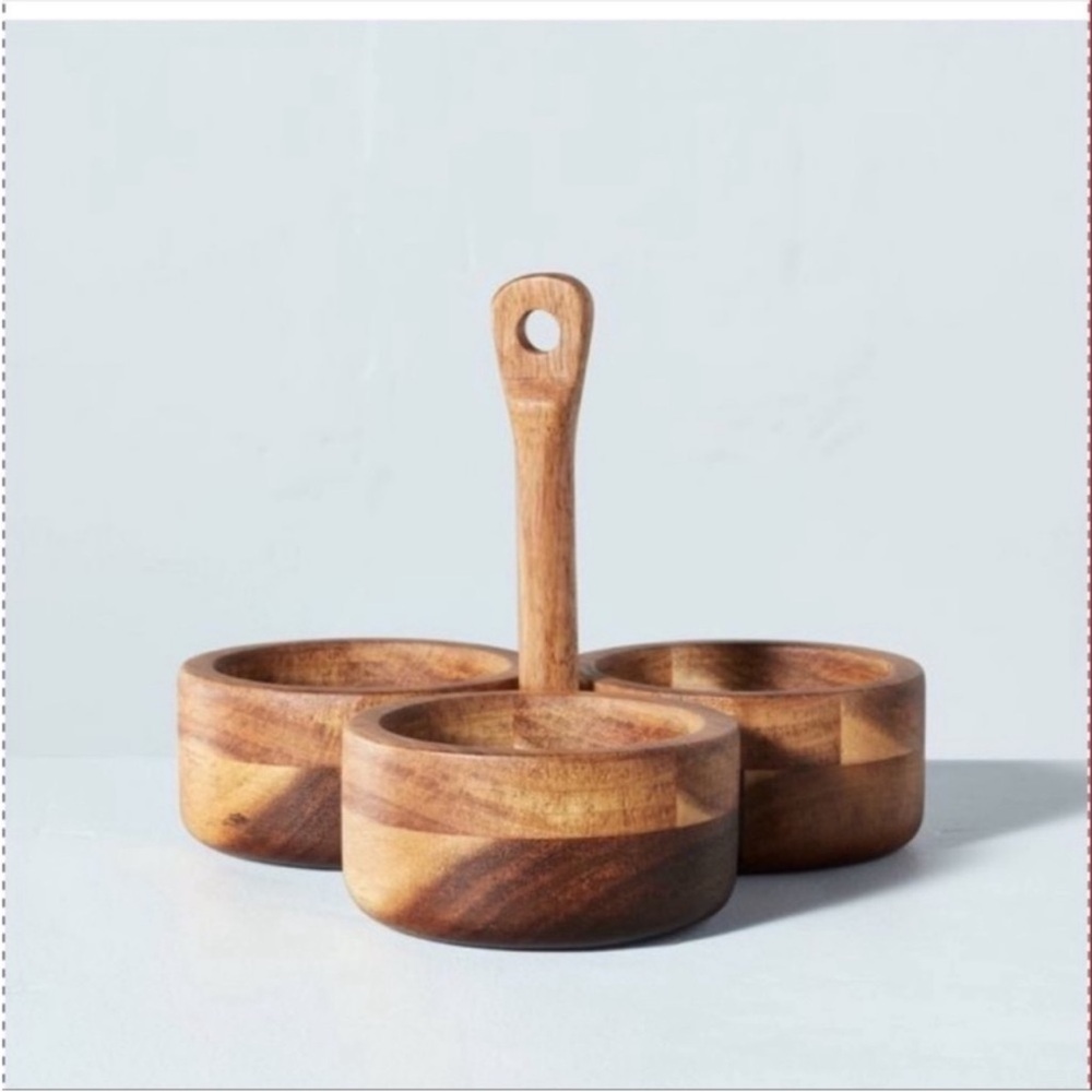 Hearth & Hand with Magnolia Wood 3 Compartment Serving Trio Wooden